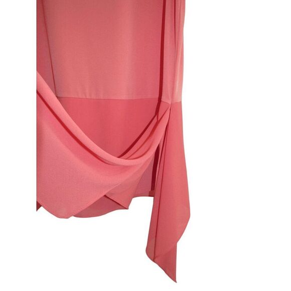 ELLEN TRACY Women's Mixed Media Handkerchief Hem Tank Coral L - Picture 4 of 5